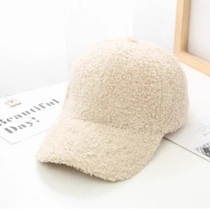 Women Plush Lamb Wool Winter Baseball Cap