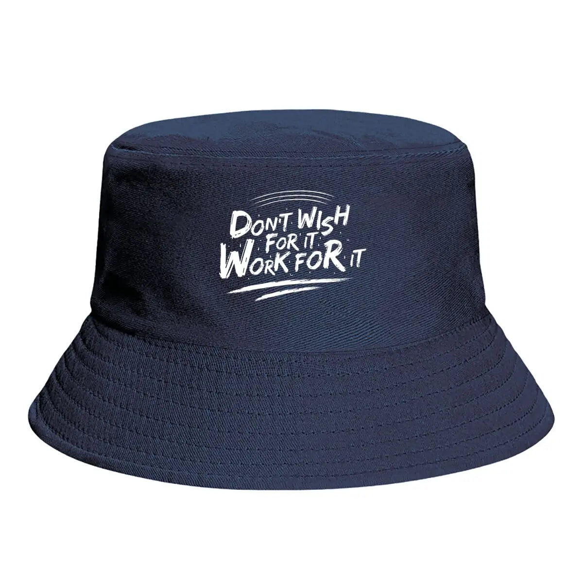 Wish Less Work More Motivational Text Bucket Hat