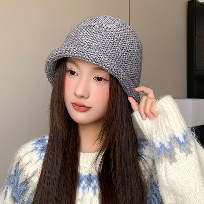 Rolled Edge Crochet Wool Bucket Hat