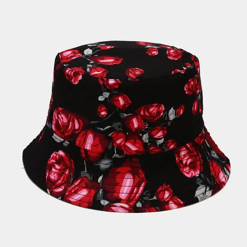 Roses Print Spring Cotton Bucket Hat