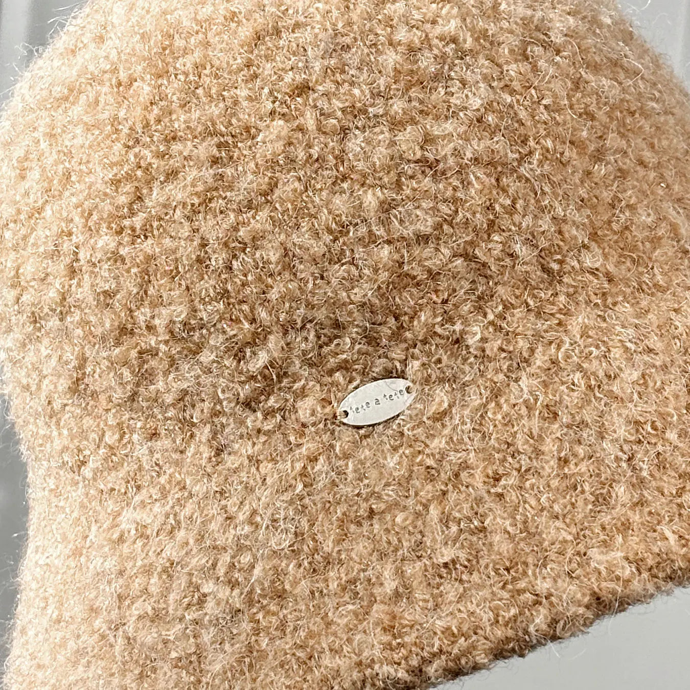 Woolen Letter Metal Logo Warm Bucket Hat