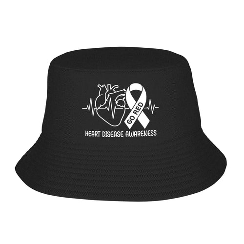 Red Heart Disease Awareness February Ribbon Bucket Hat