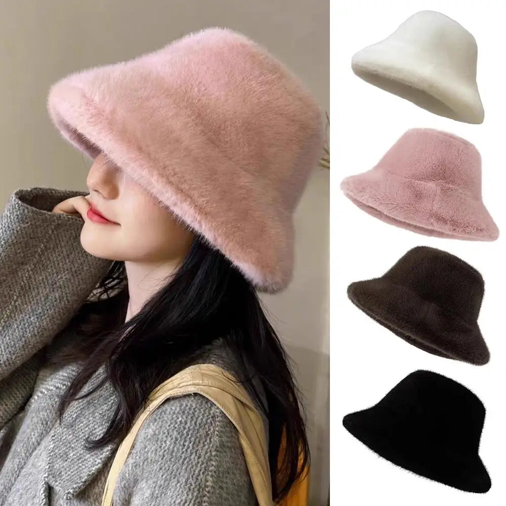 Fluffy Velvet Winter Bucket Hat