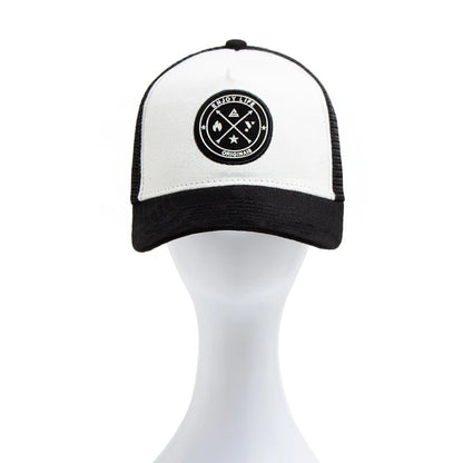 Circular Leather Mesh Trucker Snapback Cap