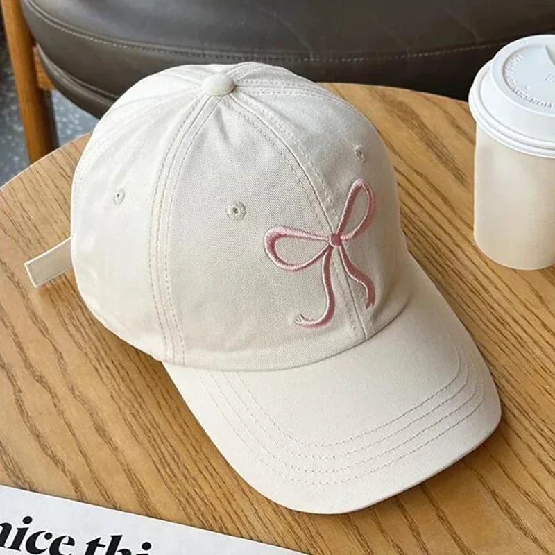 Women Bowknot Embroidered Cotton Baseball Cap