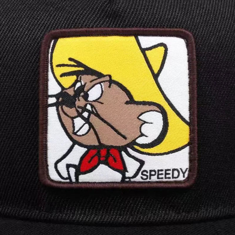 Speedy Mouse Label Flat Brim Hip Hop Cap