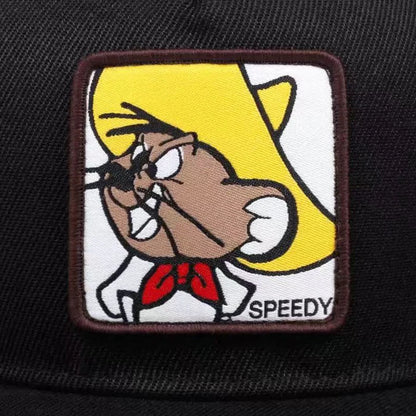 Speedy Mouse Label Flat Brim Hip Hop Cap