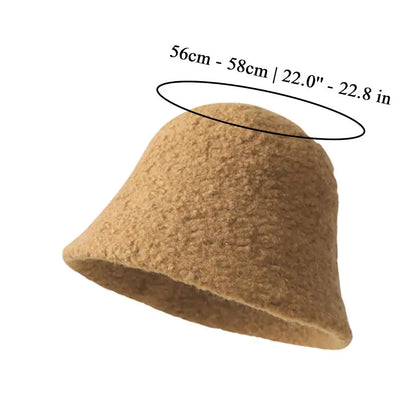 Soft Plush Winter Warm Retro Women Bucket Hat