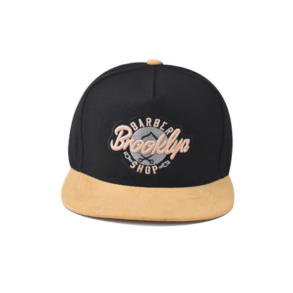 Brooklyn Embroidery Pattern Flat Bill Snapback Cap