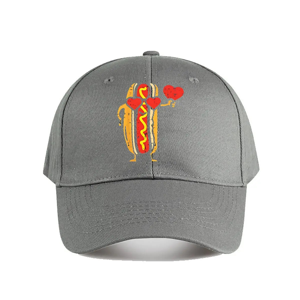 Distressed Hot Dog Heart Valentine Baseball Cap