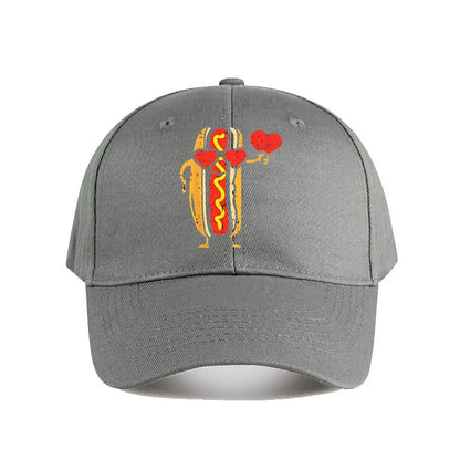 Distressed Hot Dog Heart Valentine Baseball Cap