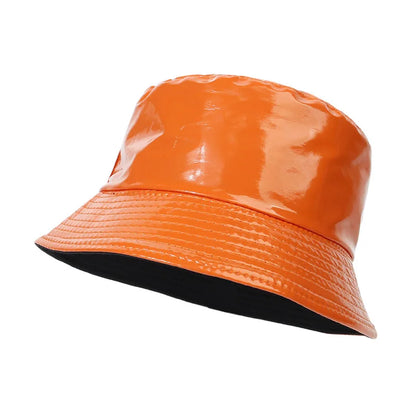 Shiny PU Leather Hip-Hop Bucket Hat