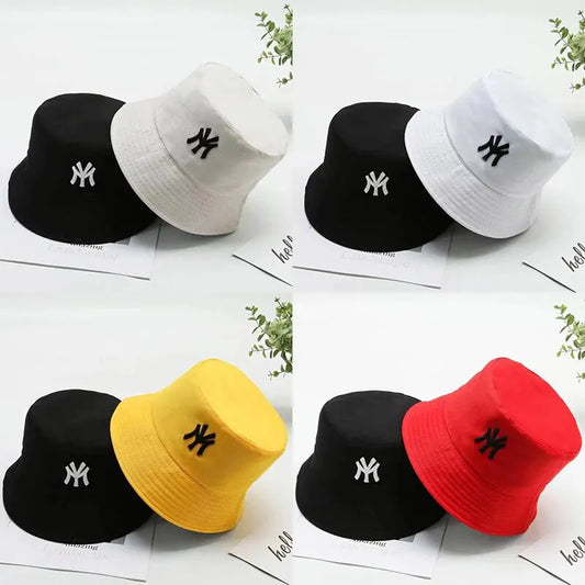 Unisex Letter Embroidery Reversible Bucket Hat