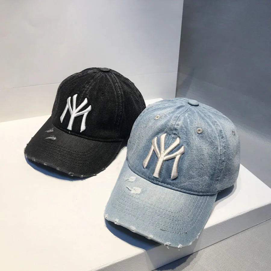 Unisex Letter Embroidery Washed Cowboy Baseball Caps