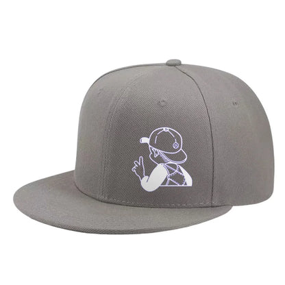Cartoon Boy Peace Sign Snapback Cap