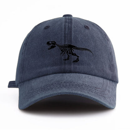 Black T Rex Print Washed Baseball Cap