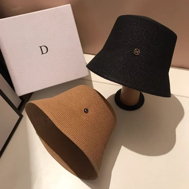 Japanese Designer Straw Weaving Bucket Hat