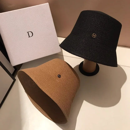 Japanese Designer Straw Weaving Bucket Hat