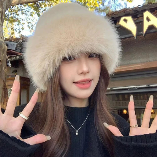 Fluffy Fur Winter Plush Bucket Hat