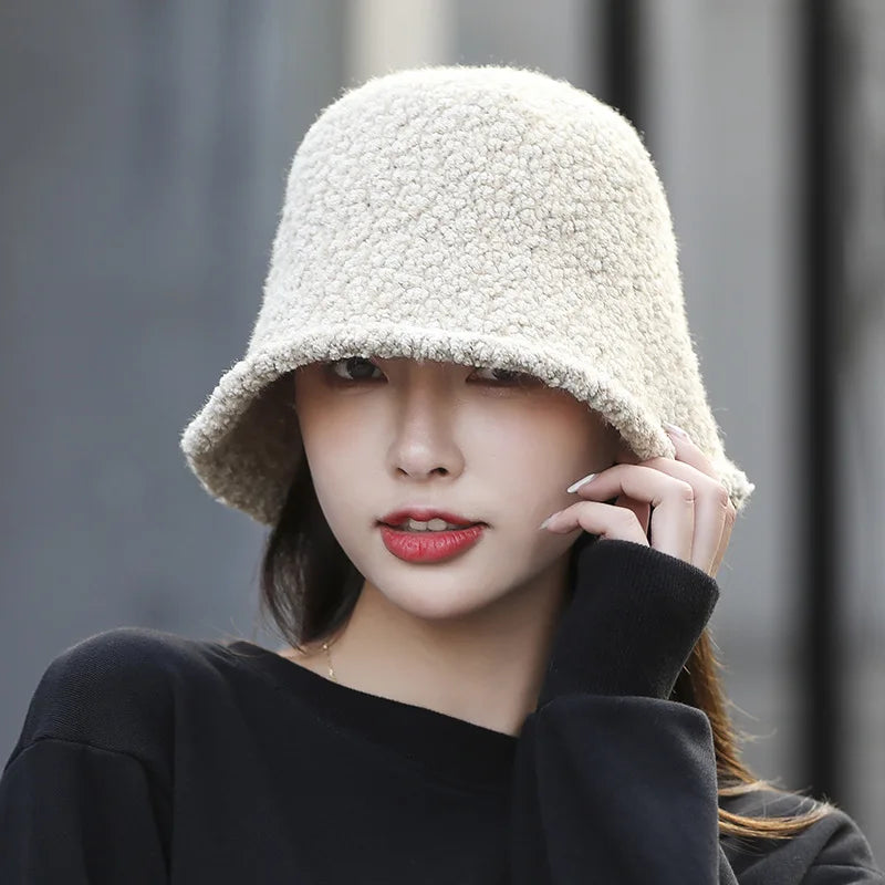 Winter Wool Knitted Bucket Hat with Ear Protection