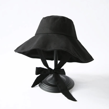 Japanese Cotton Linen Wide Brim Bucket Hat