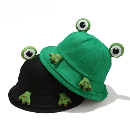 Kids Cartoon Frog Bucket Hat with Ears