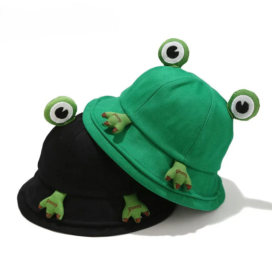 Kids Cartoon Frog Bucket Hat with Ears