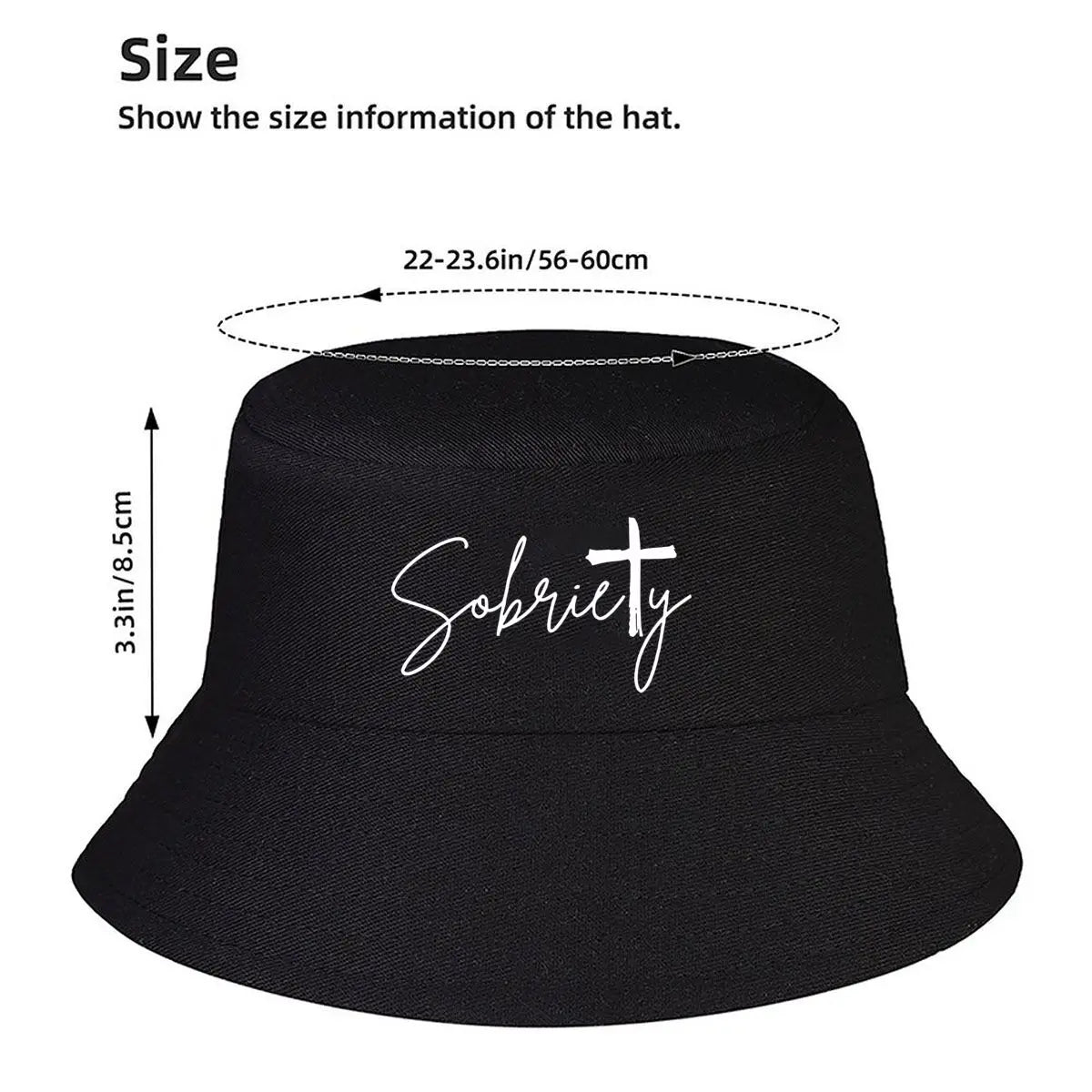 Sobriety Cross Faith Recovery Text Winter Bucket Hat