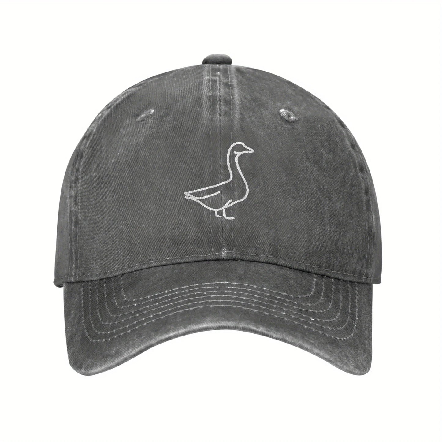 Goose Line Art Distressed Washed Baseball Cap
