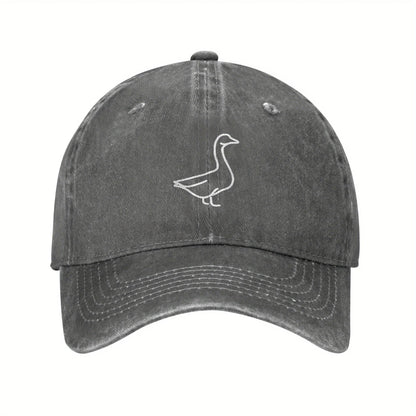 Goose Line Art Distressed Washed Baseball Cap