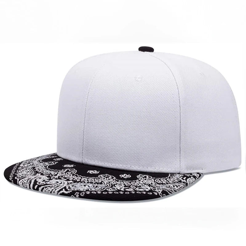 Unisex Paisley Printed Flat Brim Baseball Cap