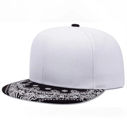 Unisex Paisley Printed Flat Brim Baseball Cap