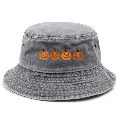 Customize Pumpkin Head Washed Cotton Vintage Halloween Bucket Hat