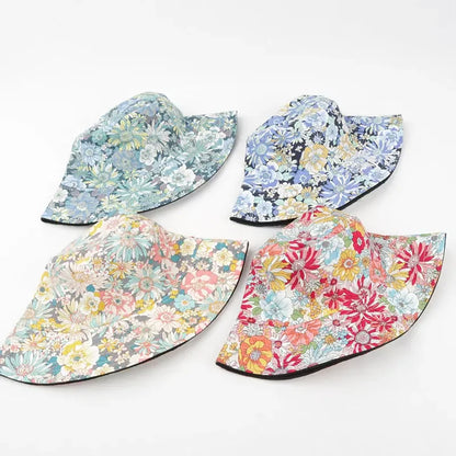 Cartoon Flower Print Cotton Bucket Hat