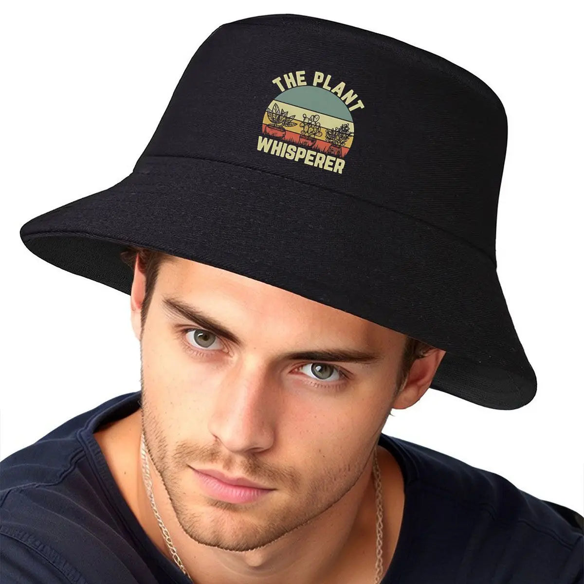 Plant Whisperer Retro Sunset Greenery Bucket Hat