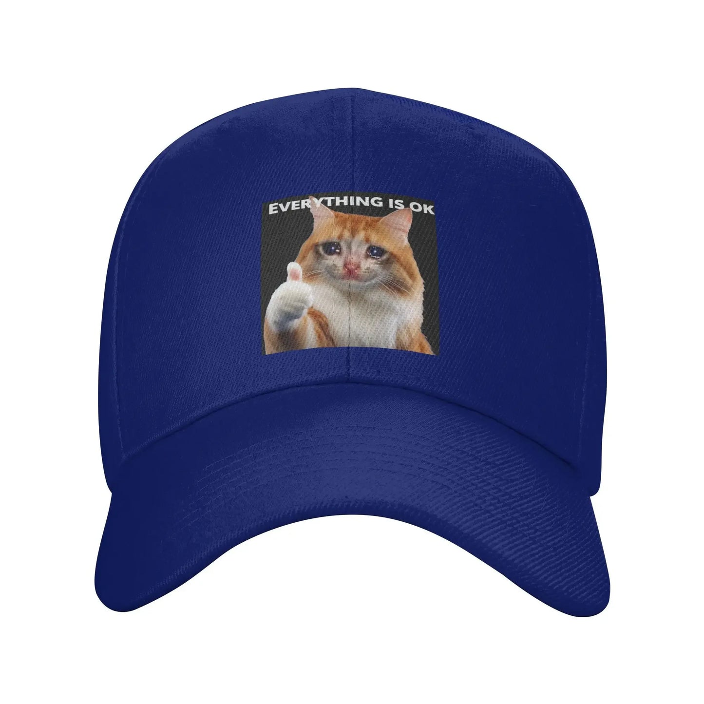 Everythings Ok Crying Cat Meme Baseball Cap