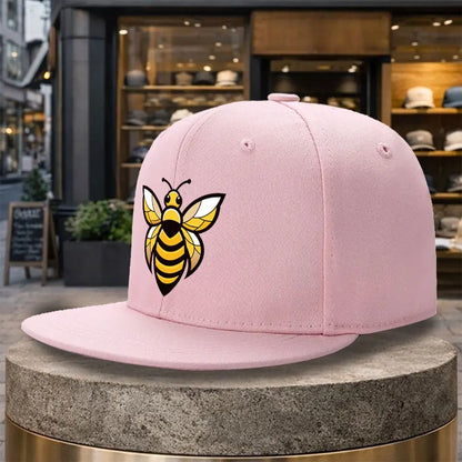 Bee Graphic Flat Brim Street Snapback Cap