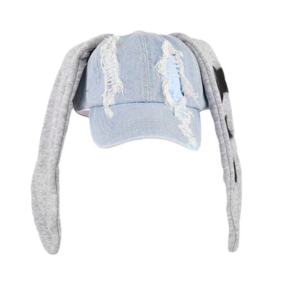 Unisex Y2K Rabbit Ear Denim Baseball Cap