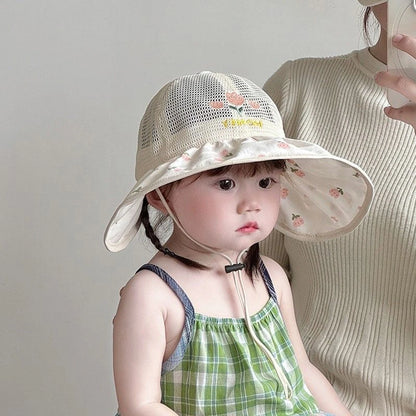 Floral Mesh Wide Brim Sun Hat