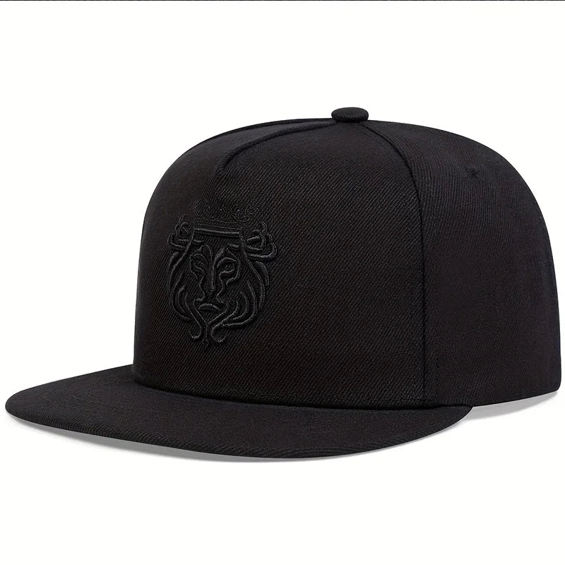 Unisex Lion Embroidered Cotton Hip Hop Snapback Cap