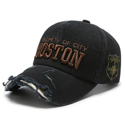 Boston Side Embroidered Hole Duckbill Baseball Cap