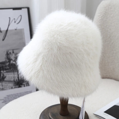 Angora Fluffy Winter Bucket Hat