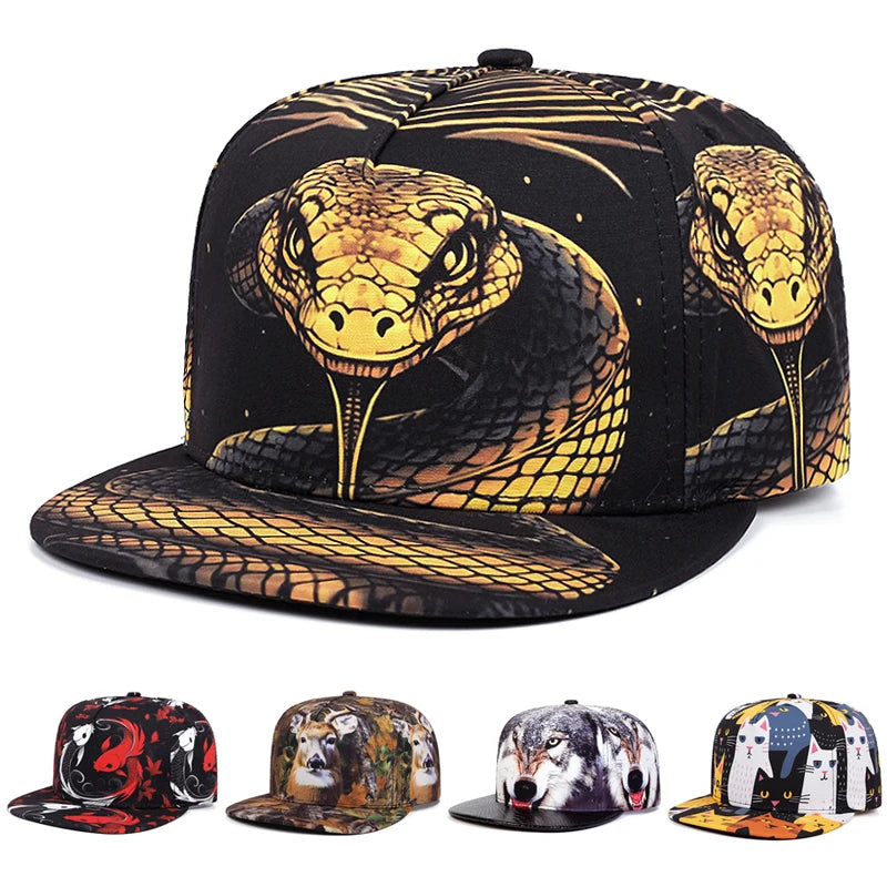 Personalized Animal Printed Flat Brim Baseball Cap