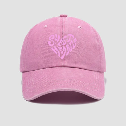 Pink Heart Letter Print Baseball Cap