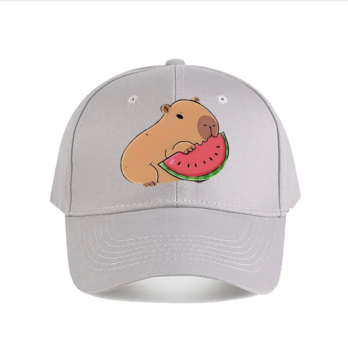Capybara Eating Watermelon Vinyl Sticker Snapback Baseball Cap