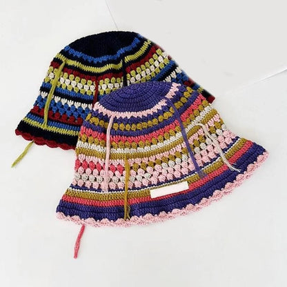 Lightweight Crochet Color Matching Girl Bucket Hat