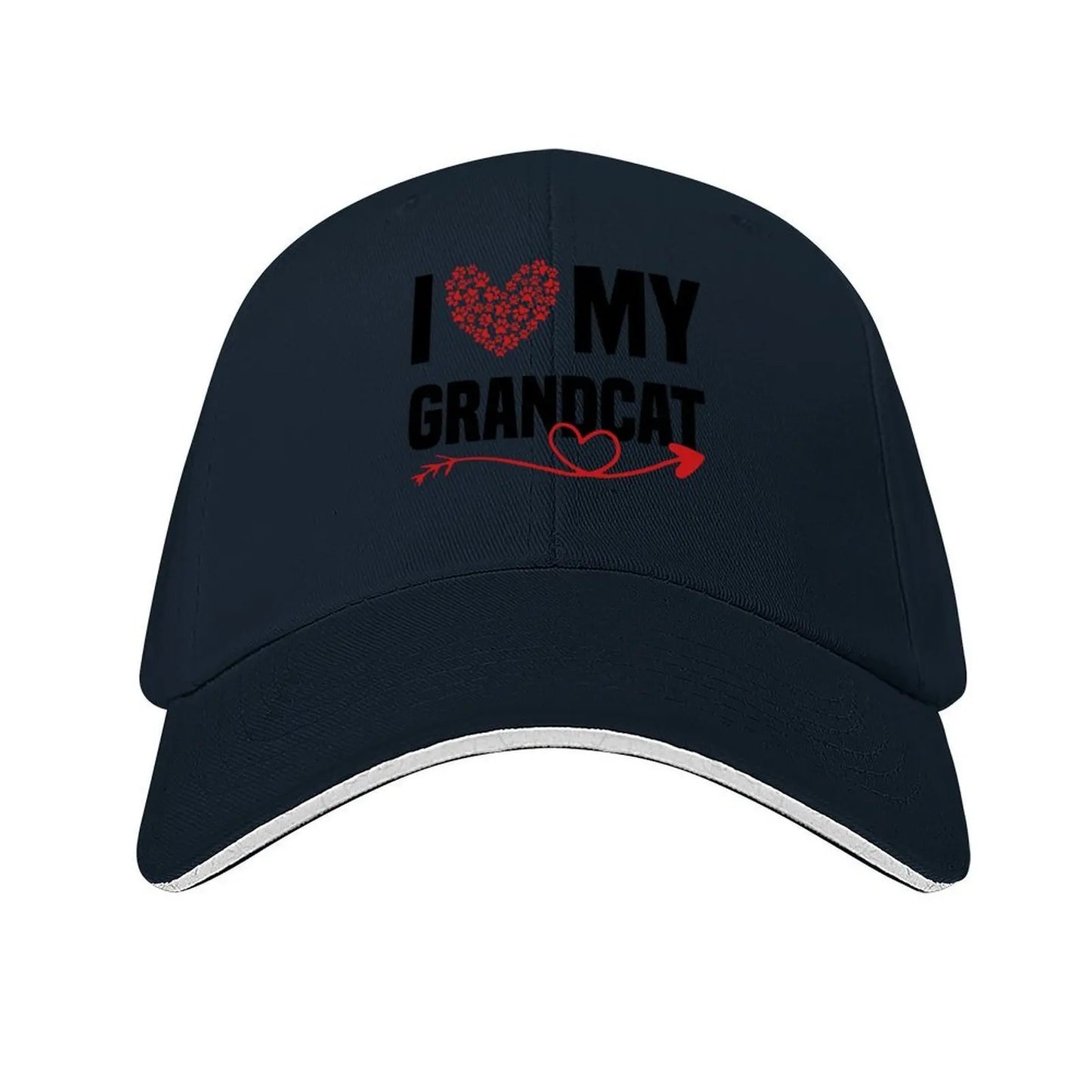I Love My Grandcat Heart Paw Cat Lovers Baseball Hat