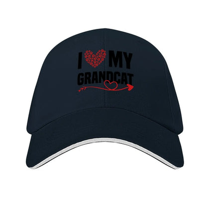 I Love My Grandcat Heart Paw Cat Lovers Baseball Hat