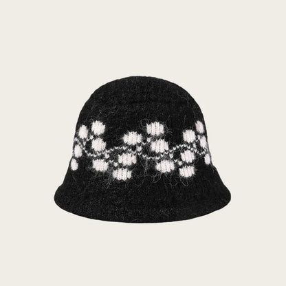 Jacquard Knit Winter Face Cover Bucket Hat