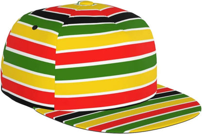 Jamaican Flag Adjustable Flat Bill Baseball Hat